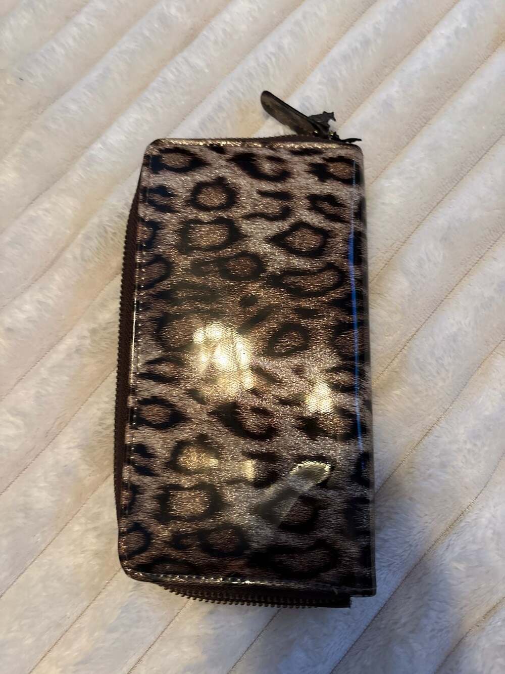 Icing  Leopard Print Glossy Zip-Around Wallet